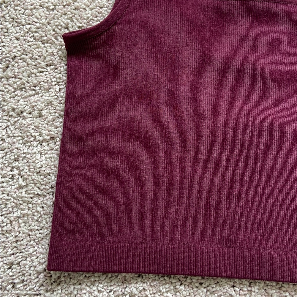 c’est moi • Maroon Fine Ribbed Cropped Bamboo Tank - Picture 3 of 12